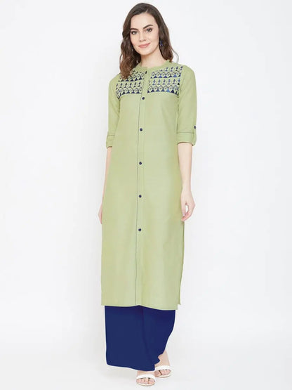 winered-green-embroidered-straight-cotton-kurta