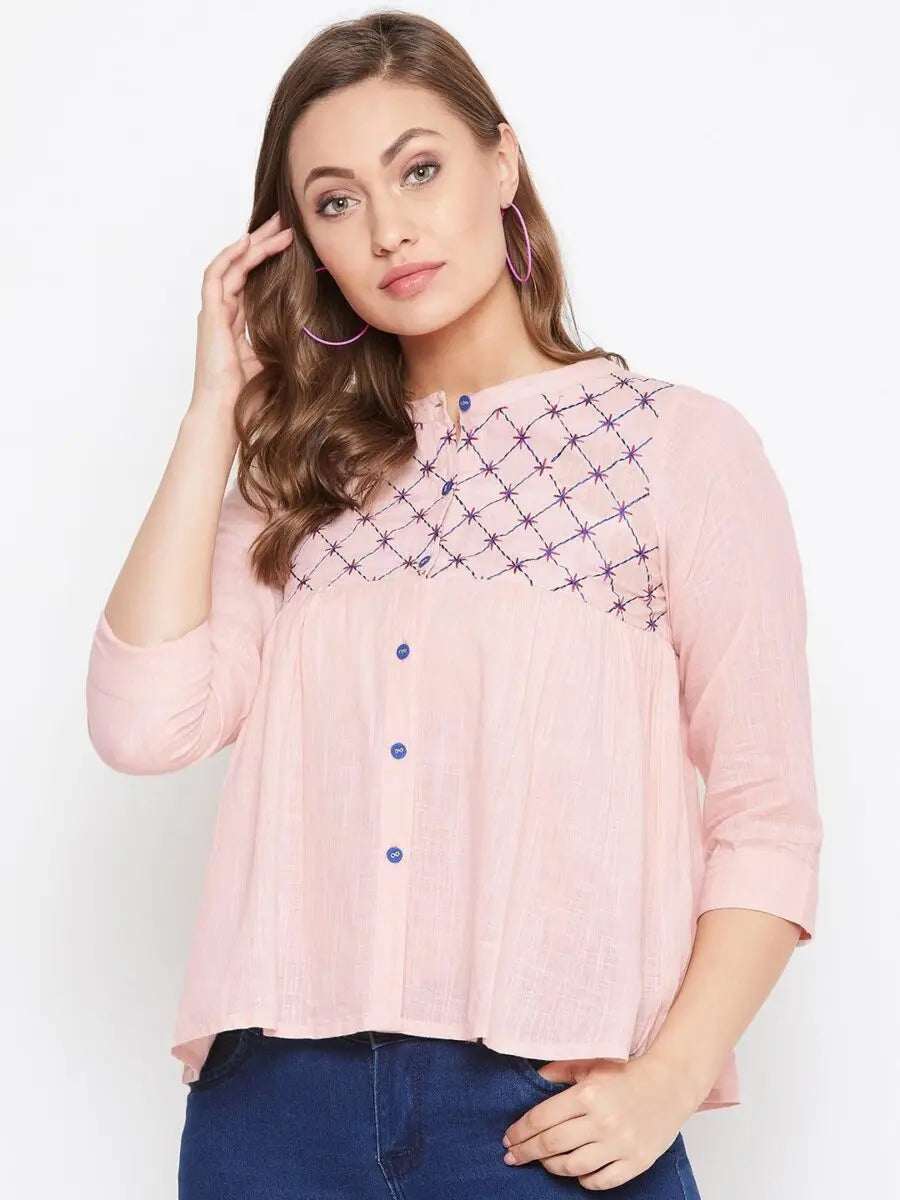 winered-pink-embroidered-cotton-shirt-style-top