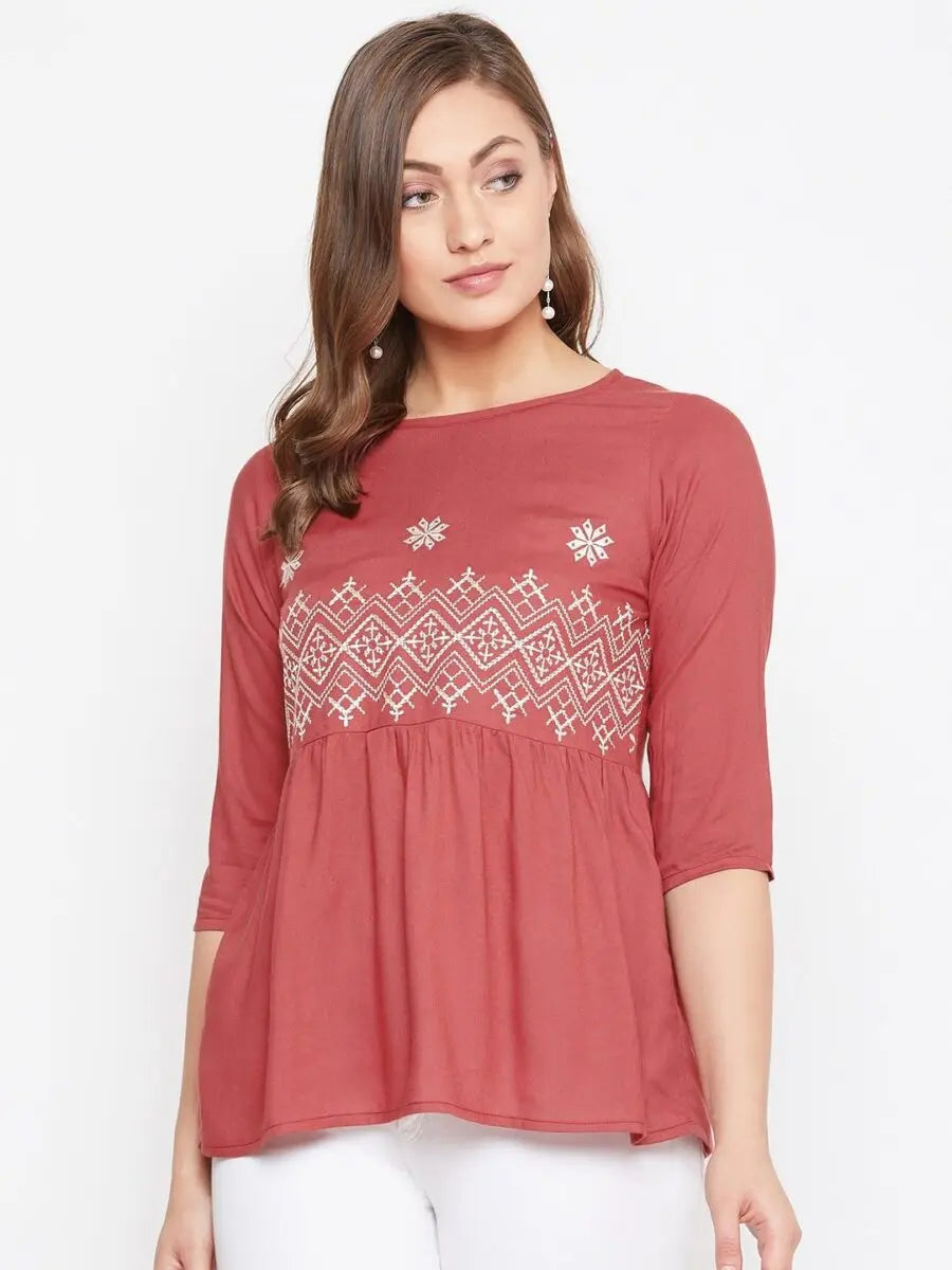 winered-red-embroidered-rayon-empire-waist-top