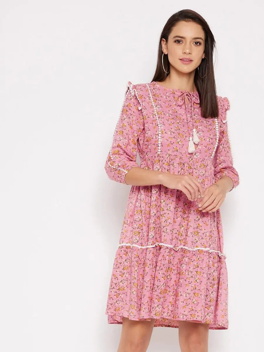 winered-pink-a-line-rayon-floral-print-dress