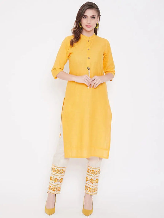 winered-yellow-straight-cotton-embroidered-kurta-and-pant-set
