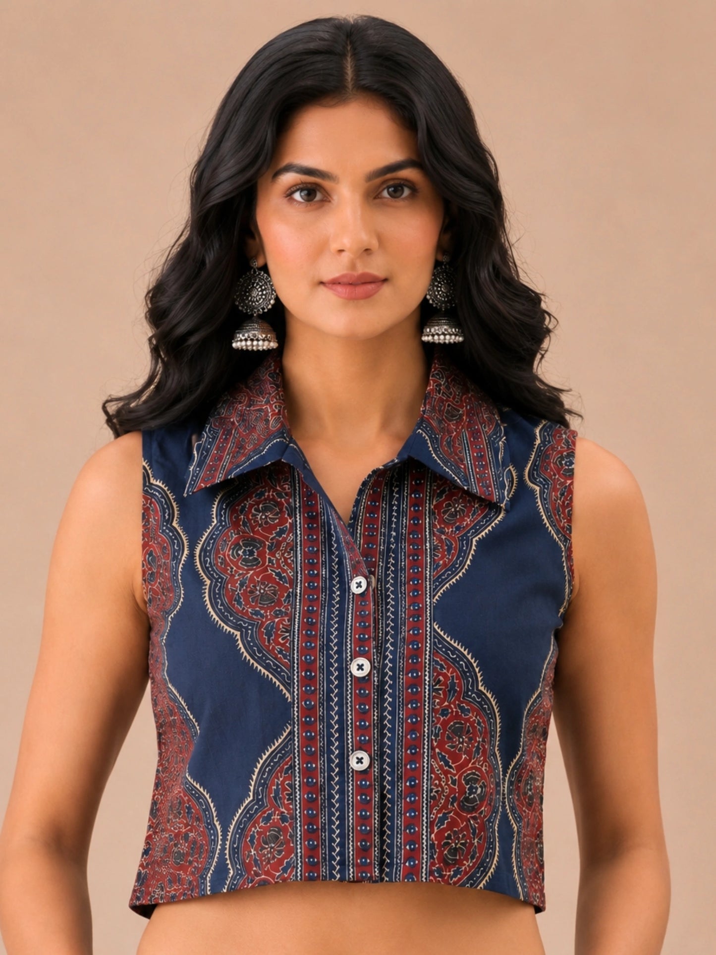 Women Printed Sleeveless Shirt