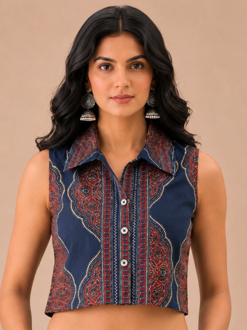 Women Printed Sleeveless Shirt