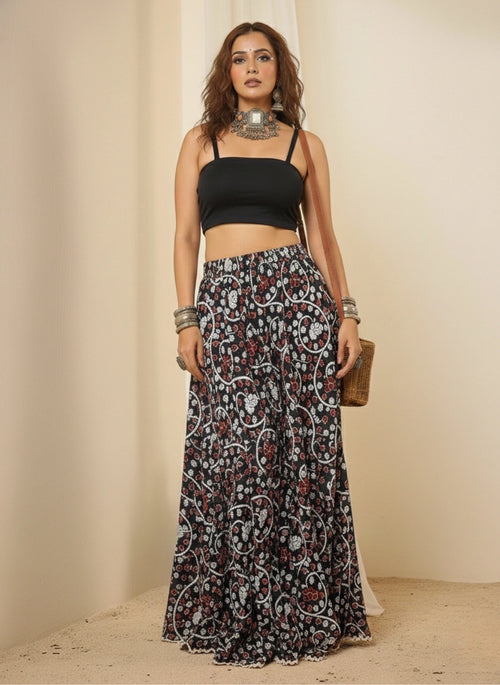 Women Ethinc Printed Cotton Maxi Skirt