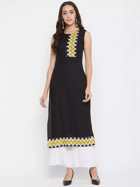 winered-black-straight-rayon-solid-kurta