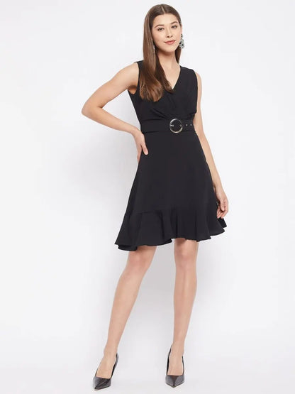 winered-black-fit-and-flare-crepe-solid-dress
