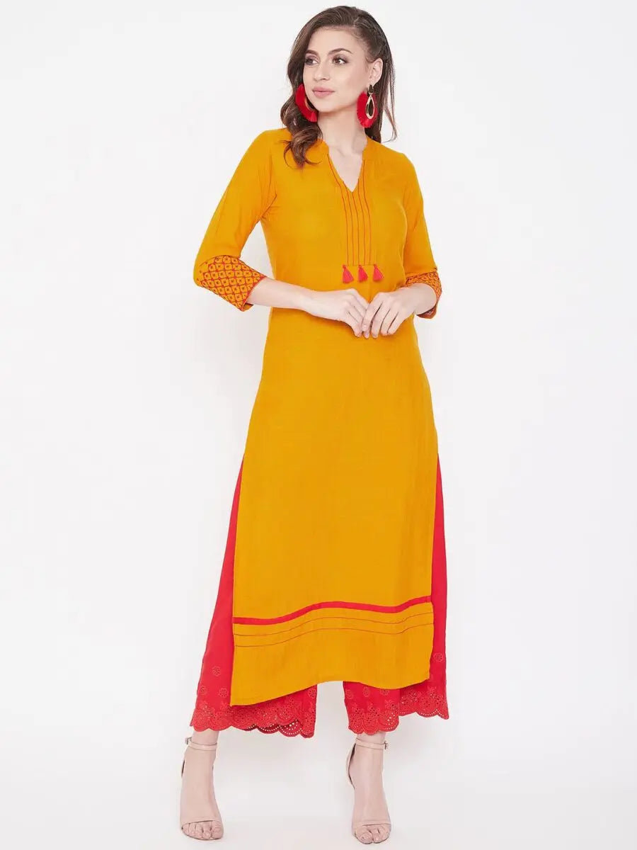 winered-mustard-straight-rayon-embroidered-kurta