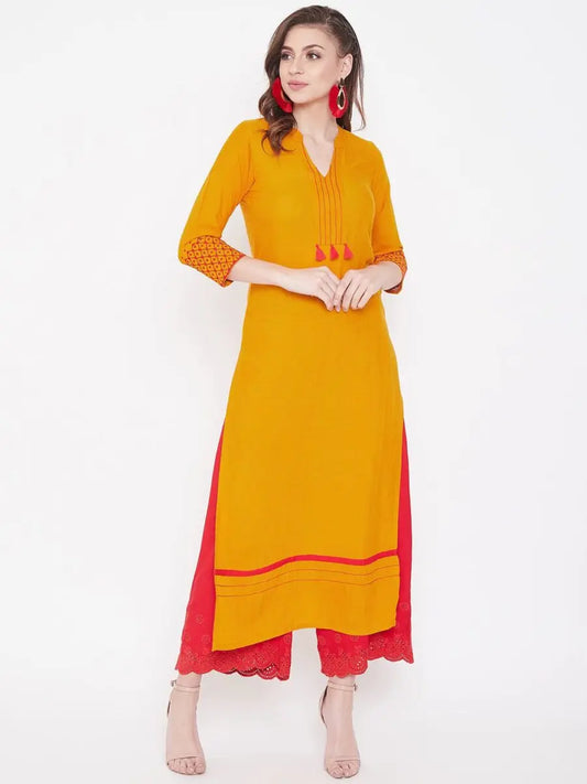 winered-mustard-straight-rayon-embroidered-kurta