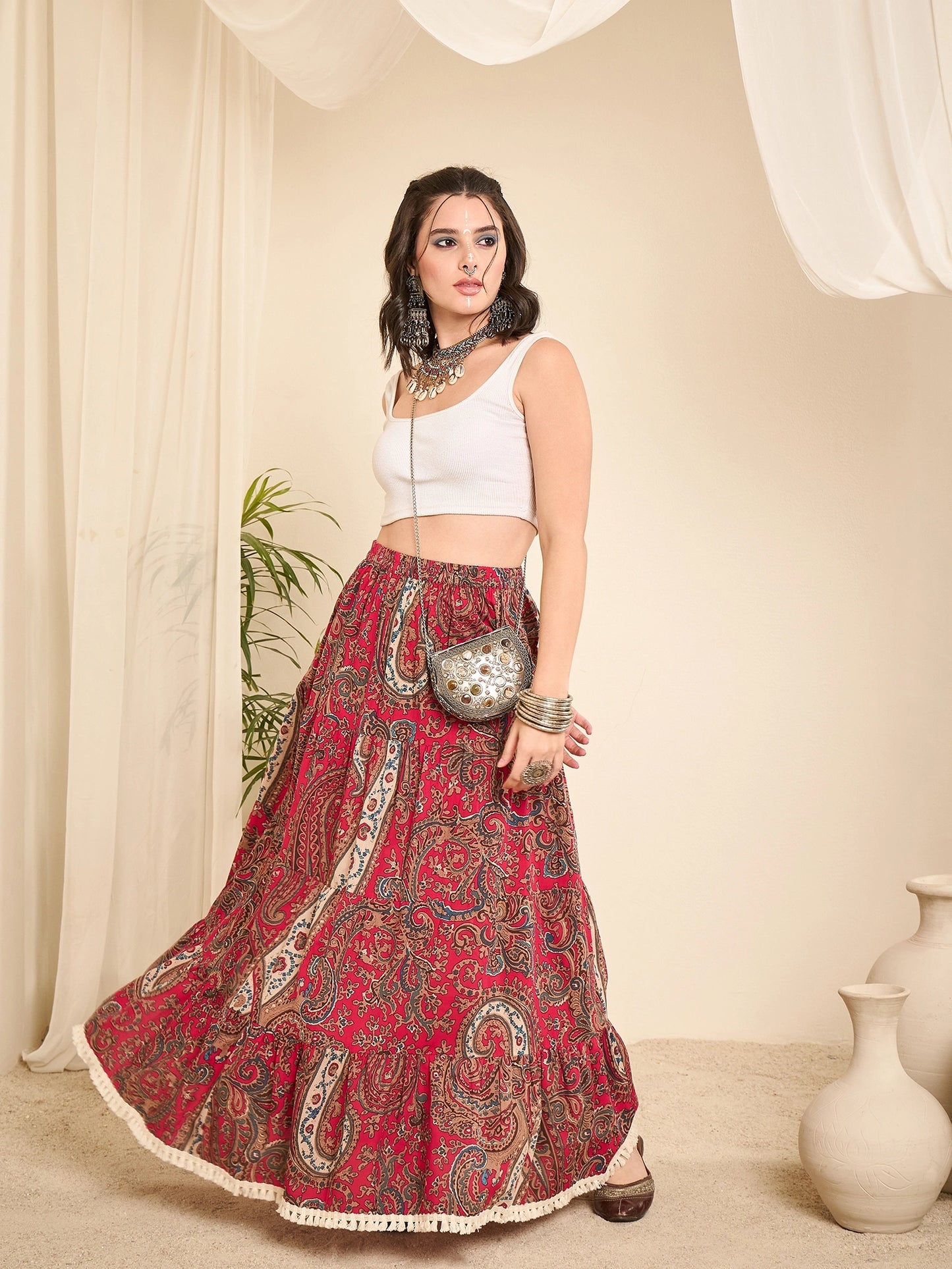 women-pink-cotton-paisley-printed-lace-long-line-skirt