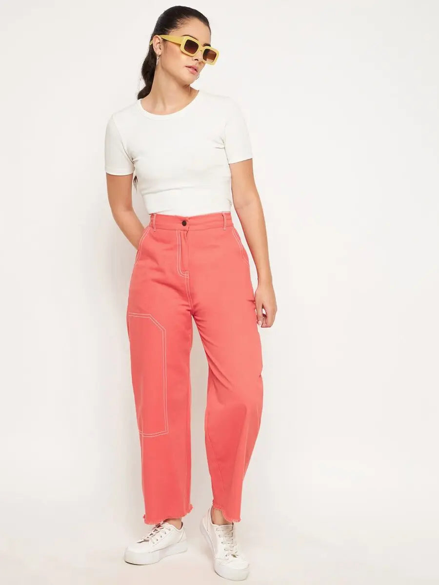 winered-peach-high-rise-straight-trouser