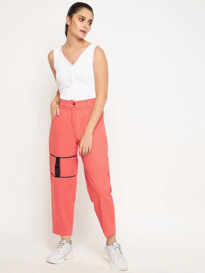 winered-peach-trouser-with-buckle