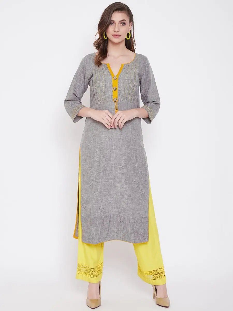 winered-grey-straight-cotton-blend-self-design-kurta