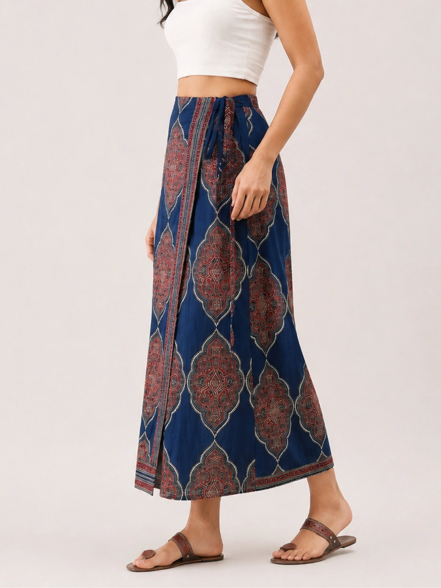 Women Ethnic Print Wrap Skirt