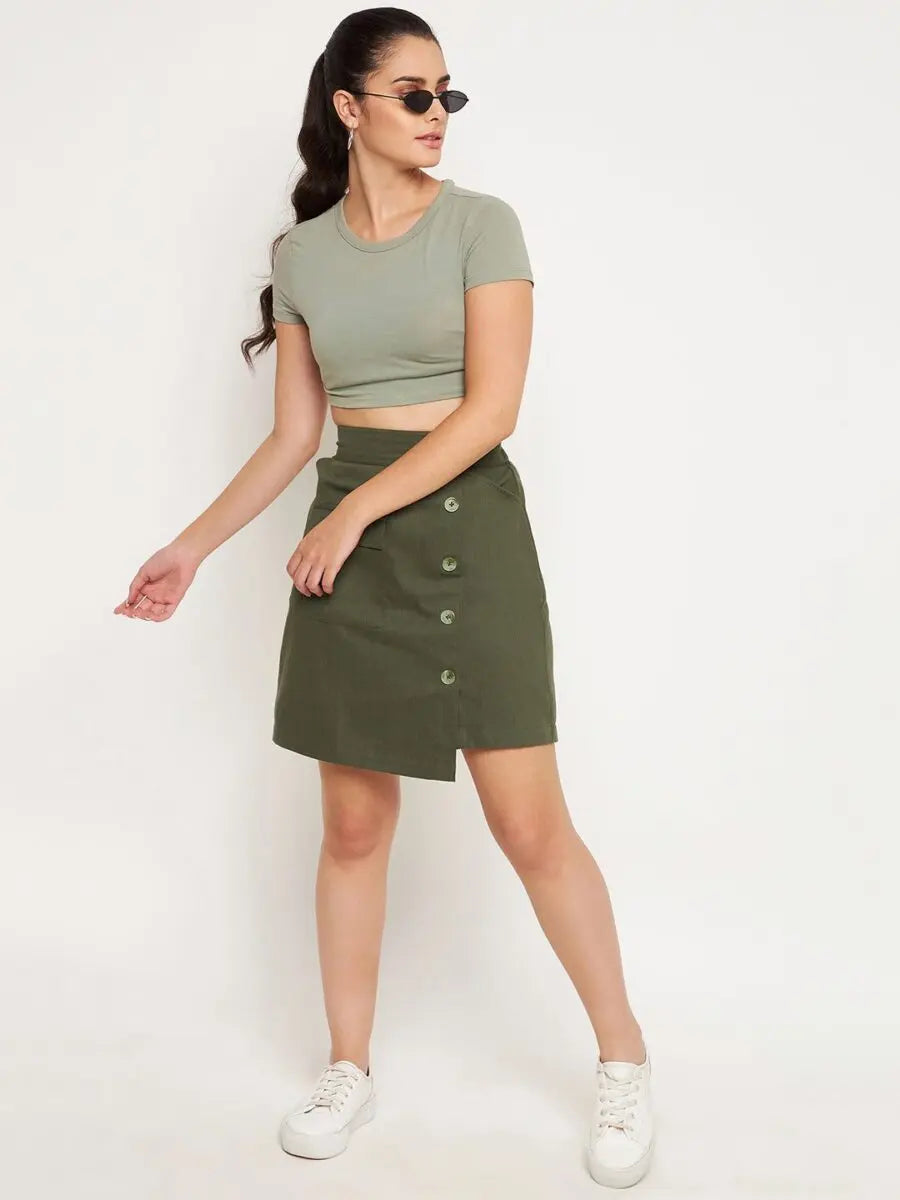 winered-olive-skirt-with-button