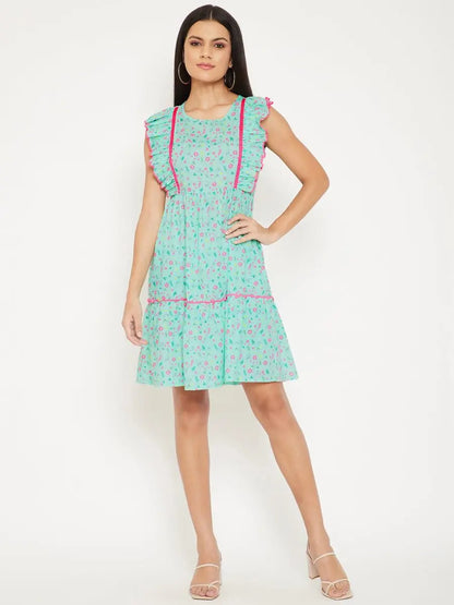 winered-mint-green-ruffled-cotton-floral-print-dress