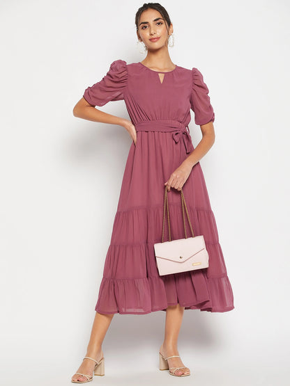 Woman Tier Bottom Solid georgette Dress