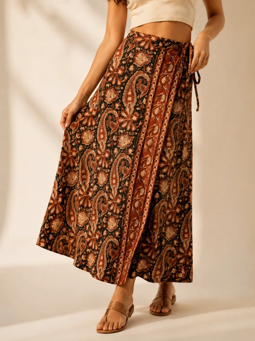 Women Paisley Print Wrap Skirt
