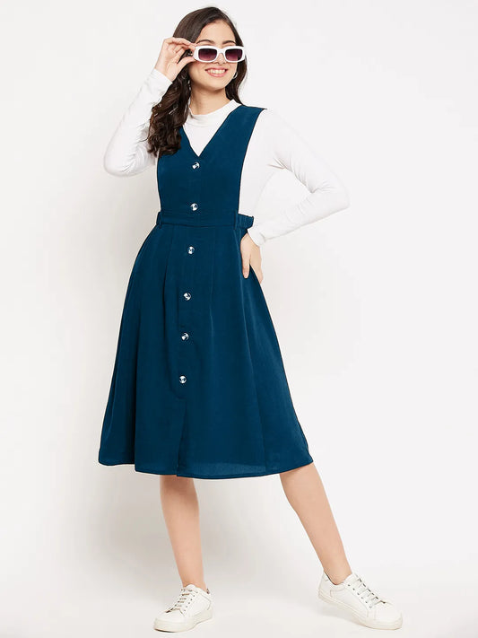 winered-women-blue-solid-pinafore-dress-with-button