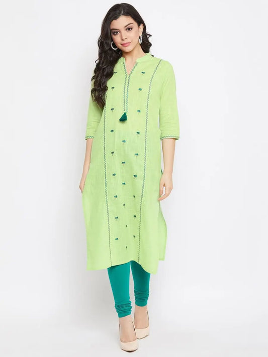 winered-light-green-straight-cotton-embroidered-kurta