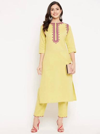 winered-yellow-cotton-embroidered-kurta-and-pant-set