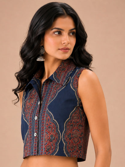 Women Printed Sleeveless Shirt
