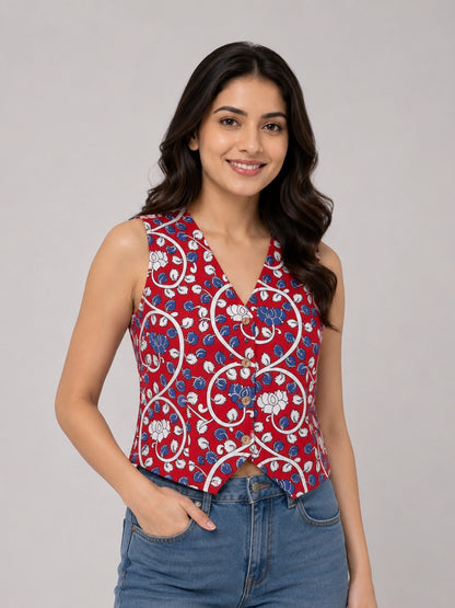 Women Floral Waistcoat