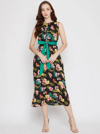 winered-black-a-line-rayon-floral-print-dress