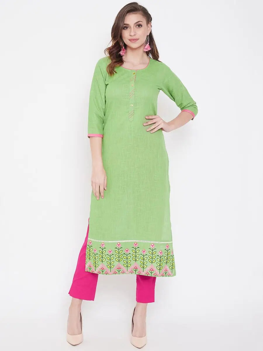 winered-green-embroidered-straight-pure-cotton-kurta