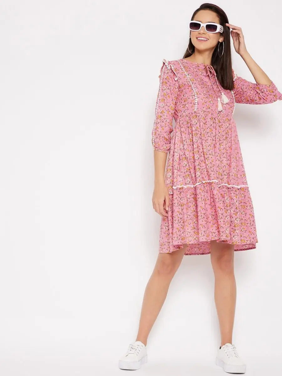 winered-pink-a-line-rayon-floral-print-dress