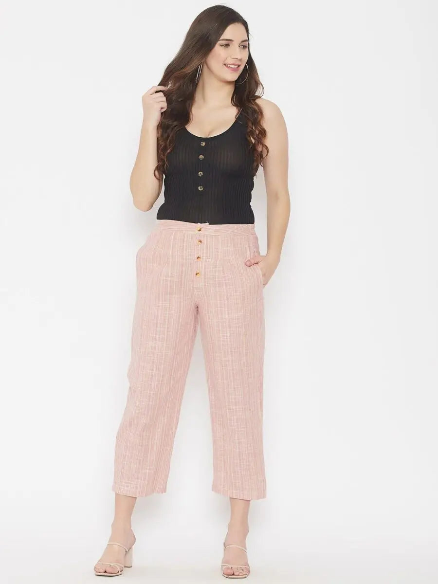 winered-pink-regular-fit-cotton-texetured-trouser