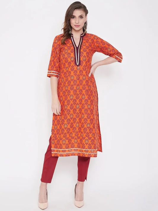 winered-orange-straight-cotton-printed-kurta