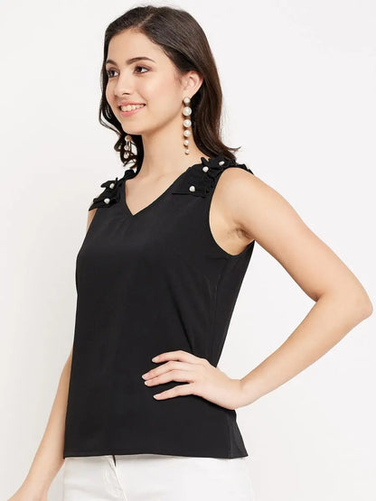 winered-trendy-black-cotton-tops-for-women-v-neckline-top-with-frill-beads-detailing