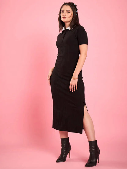 winered-women-black-collared-bodycon-dress