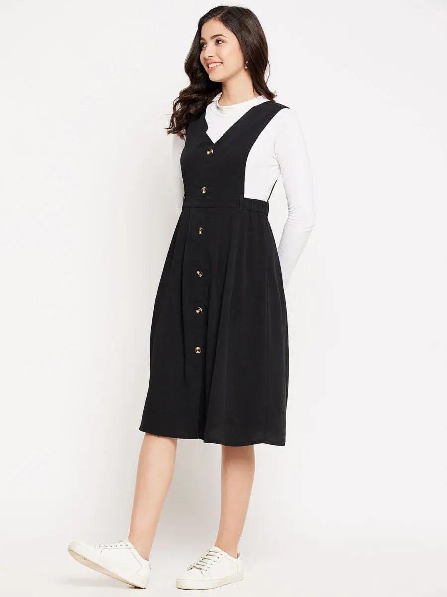 winered-black-solid-dress-for-women-pinafore-dress
