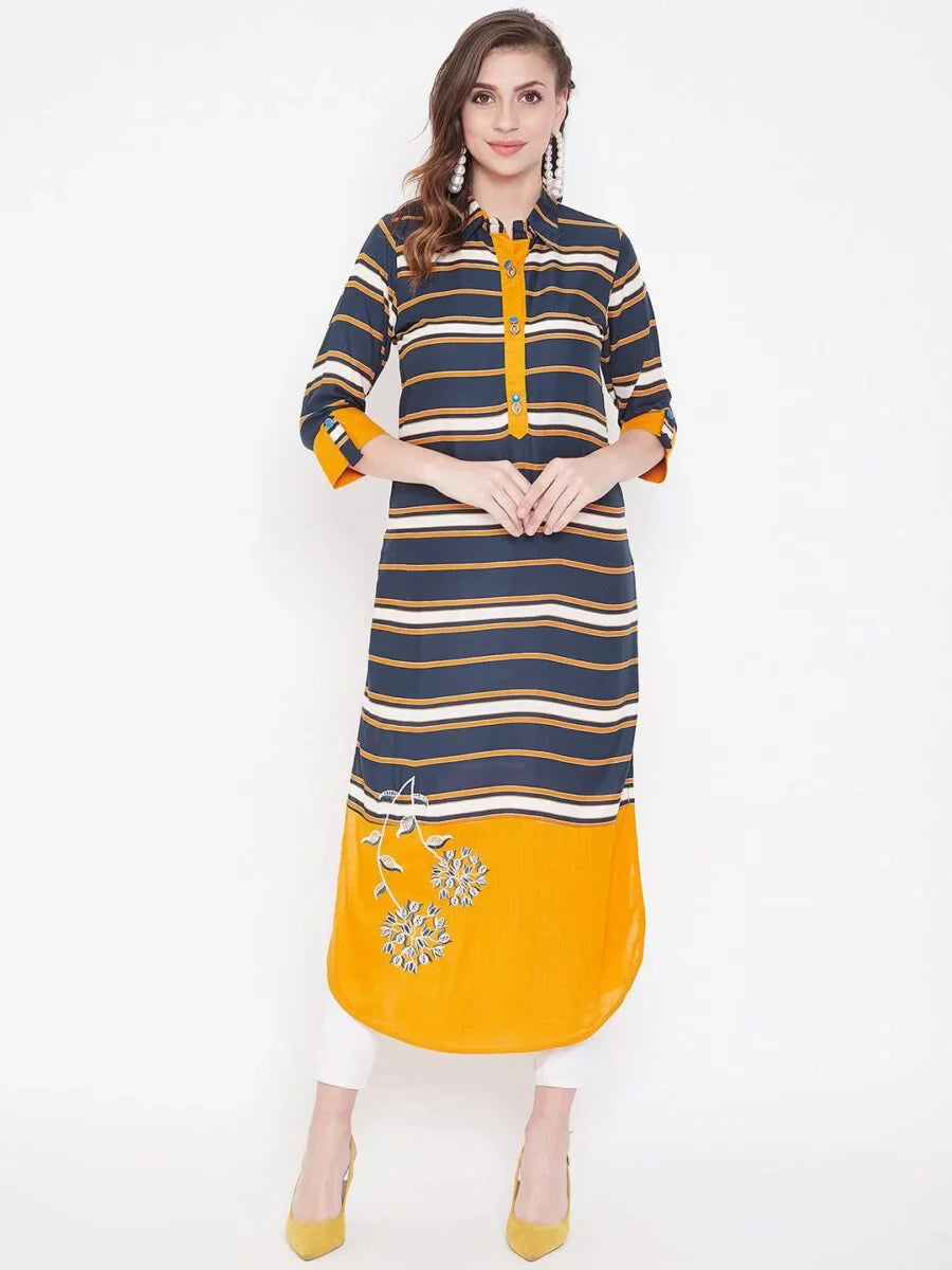 winered-dark-blue-straight-rayon-printed-kurta