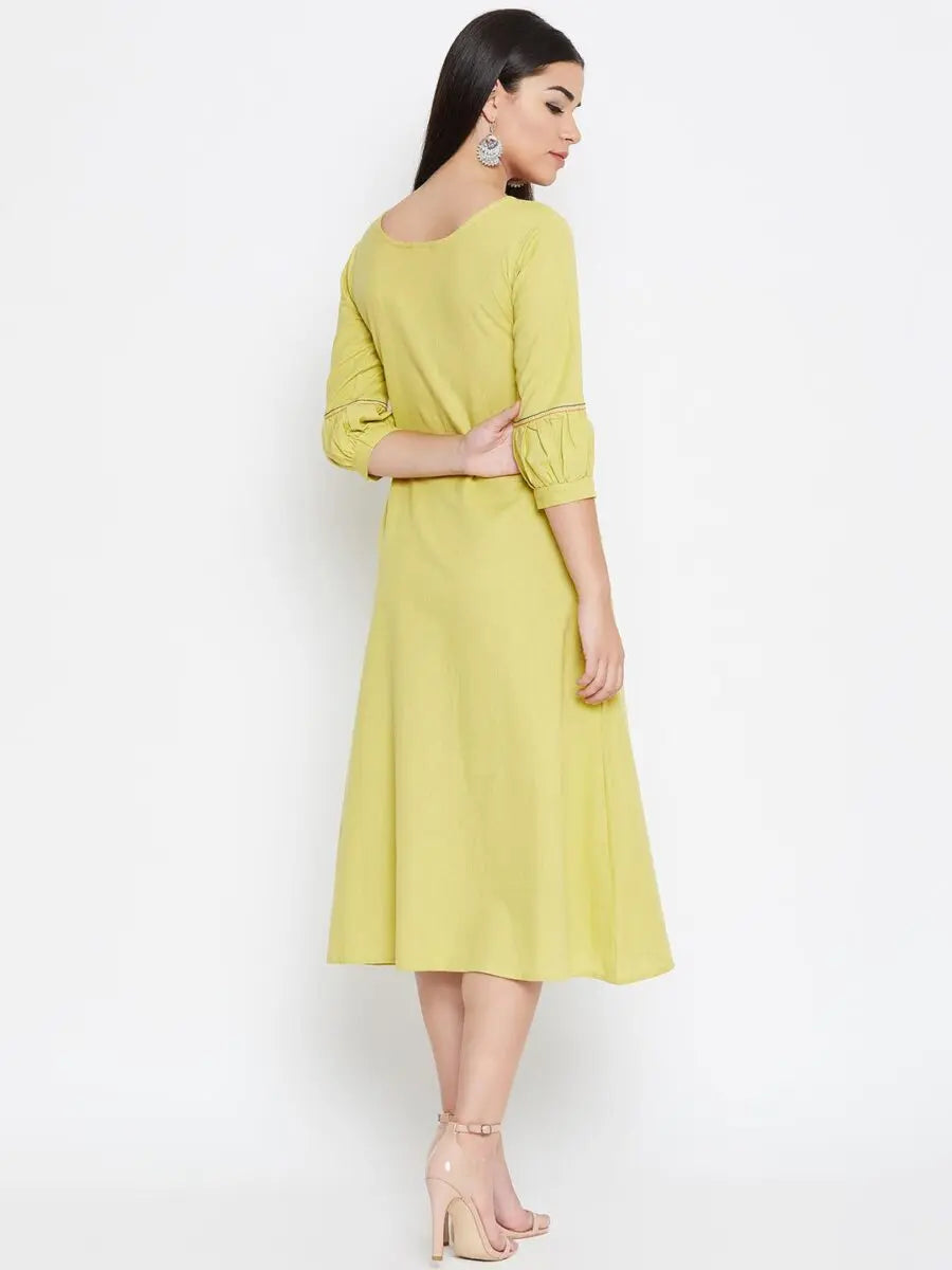 winered-yellow-a-line-cotton-embroidered-dress