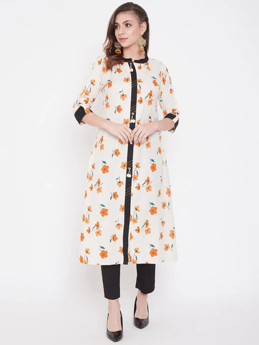 winered-off-white-a-line-cotton-printed-kurta
