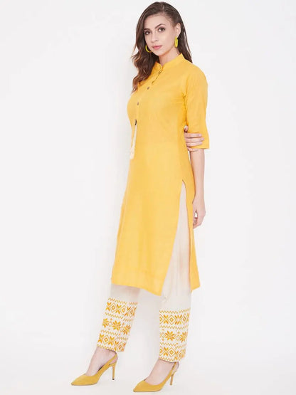 winered-yellow-straight-cotton-embroidered-kurta-and-pant-set