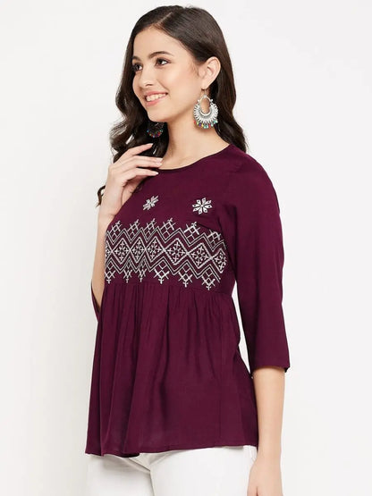 winered-purple-embroidered-rayon-a-line-top