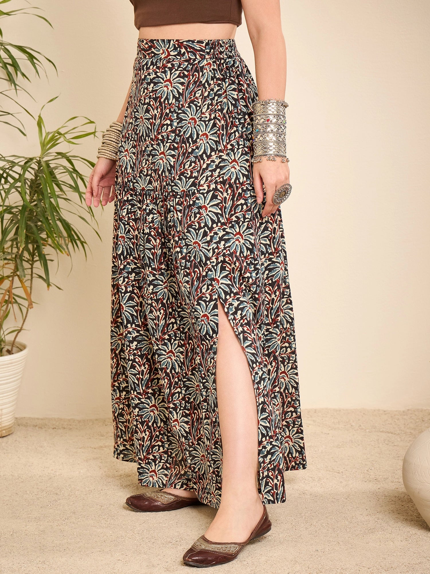 women-floral-ajrakh-printed-a-line-skirt