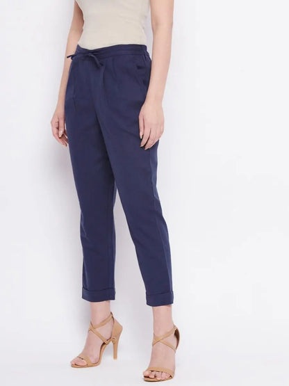 winered-navy-blue-regular-fit-cotton-solid-trouser