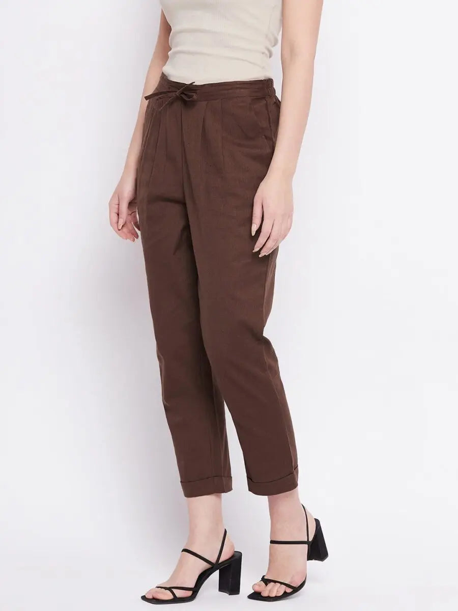 winered-brown-regular-fit-cotton-solid-trouser