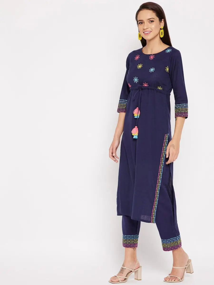 winered-dark-blue-straight-cotton-embroidered-kurta-and-pant-set