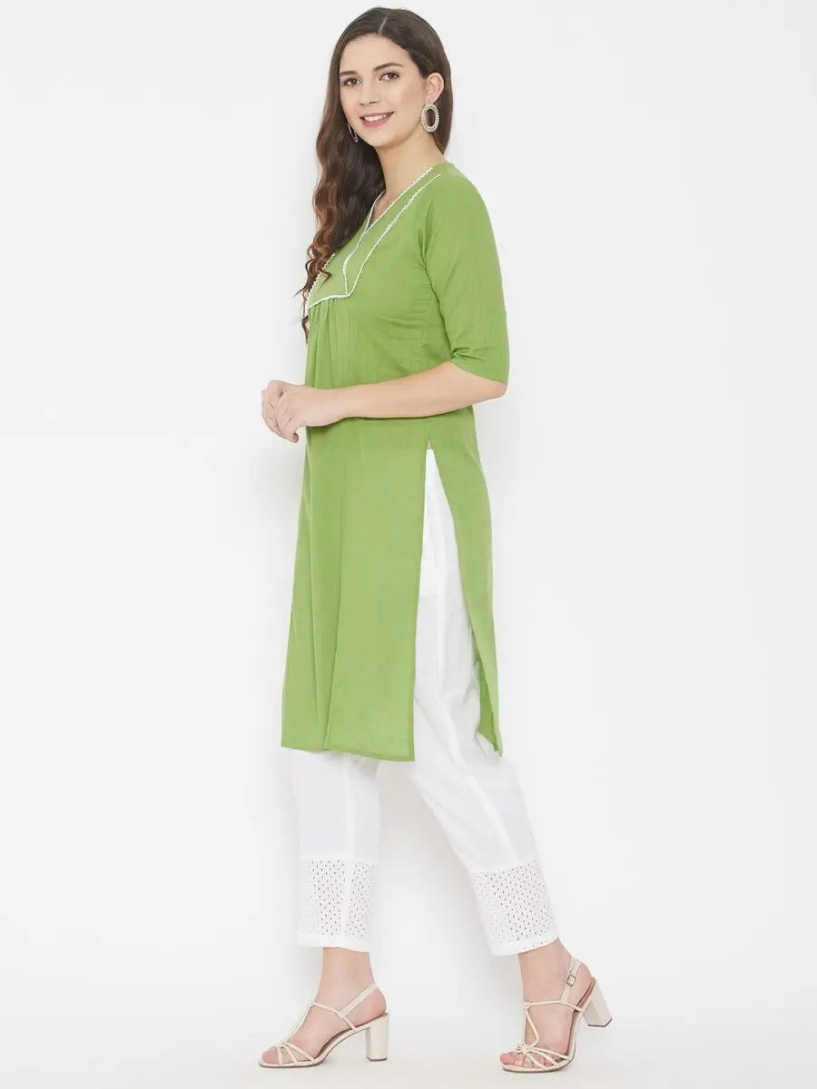 winered-green-straight-pure-cotton-solid-kurta