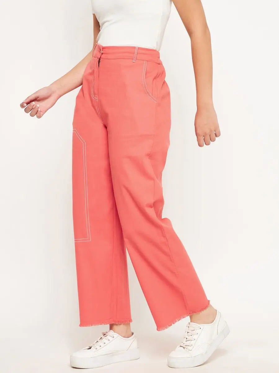 winered-peach-high-rise-straight-trouser