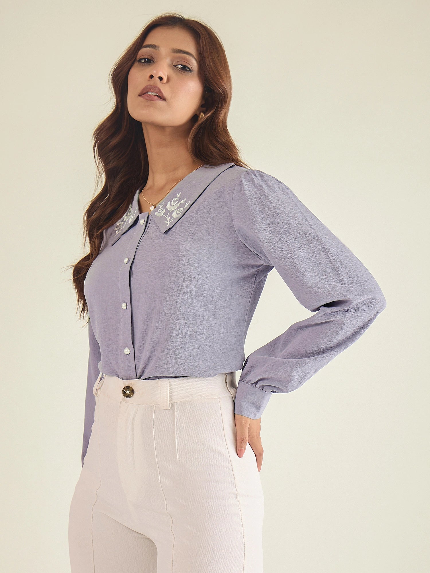 winered-women-lavender-collared-shirt-with-contrast-embriodery