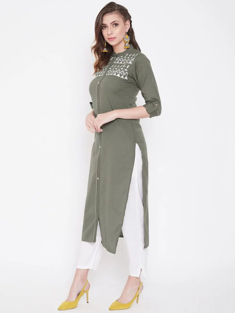 winered-grey-straight-cotton-embroidered-kurta