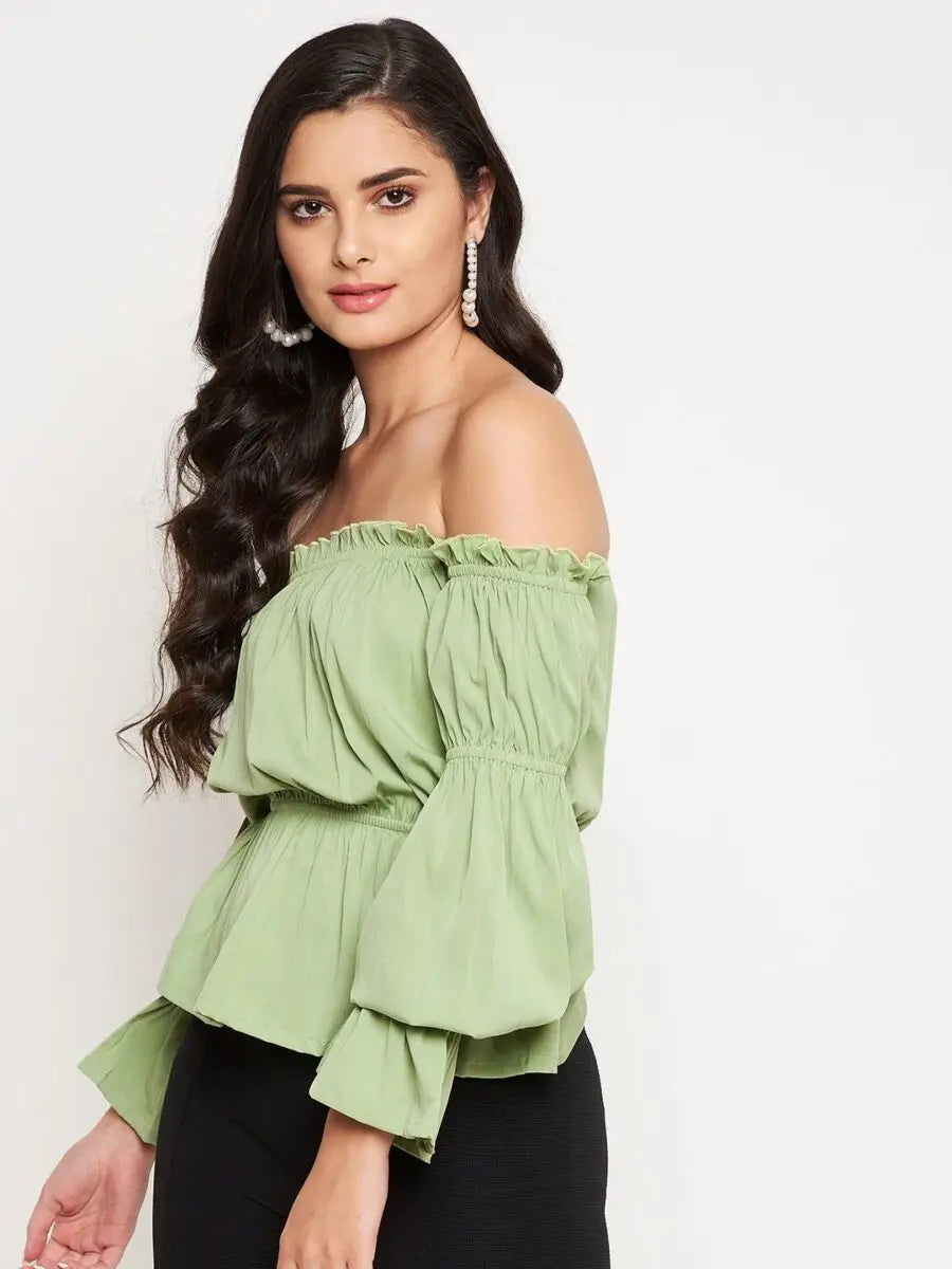 winered-light-green-off-shoulder-top