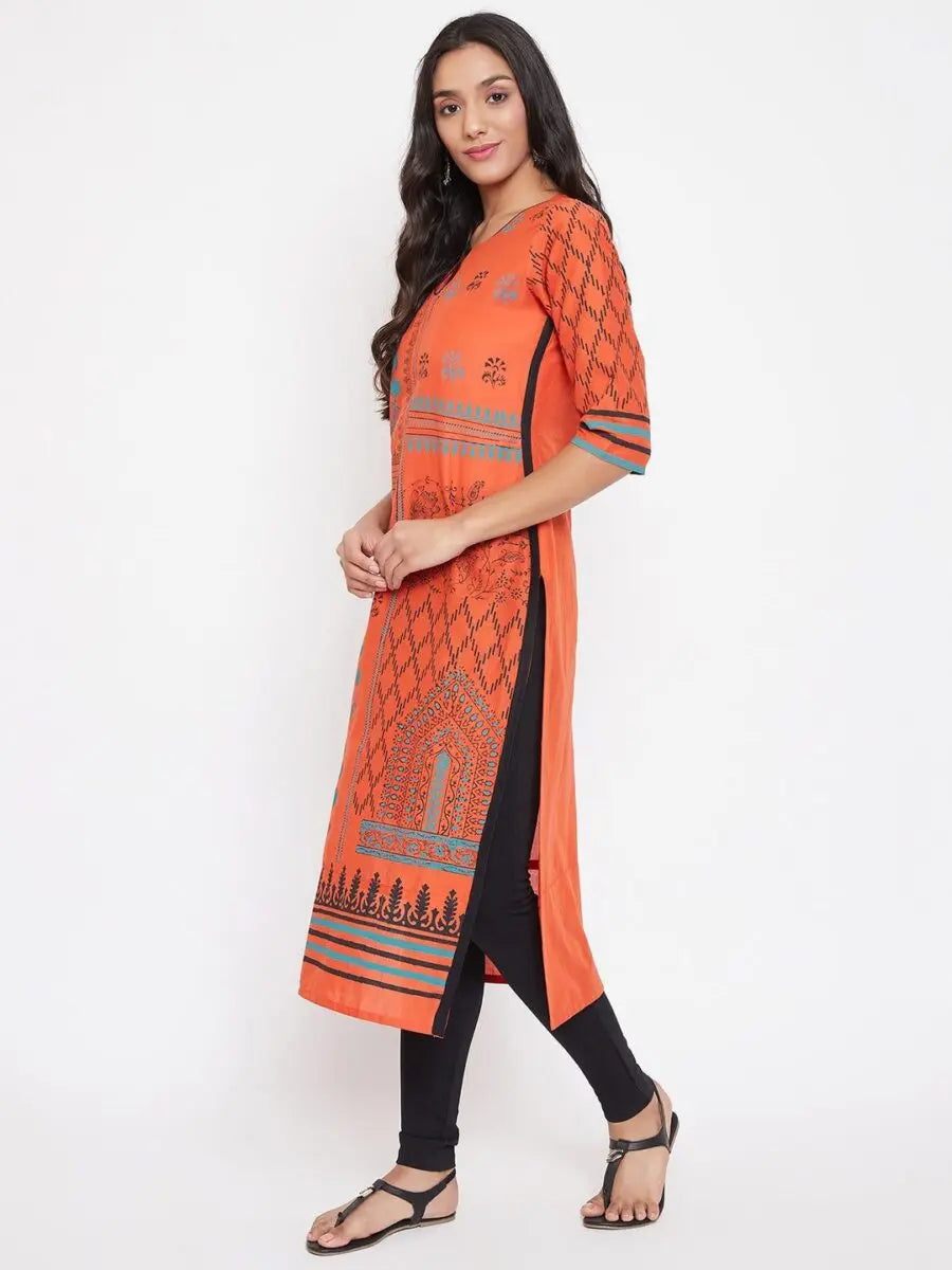 winered-rust-orange-straight-cotton-printed-kurta