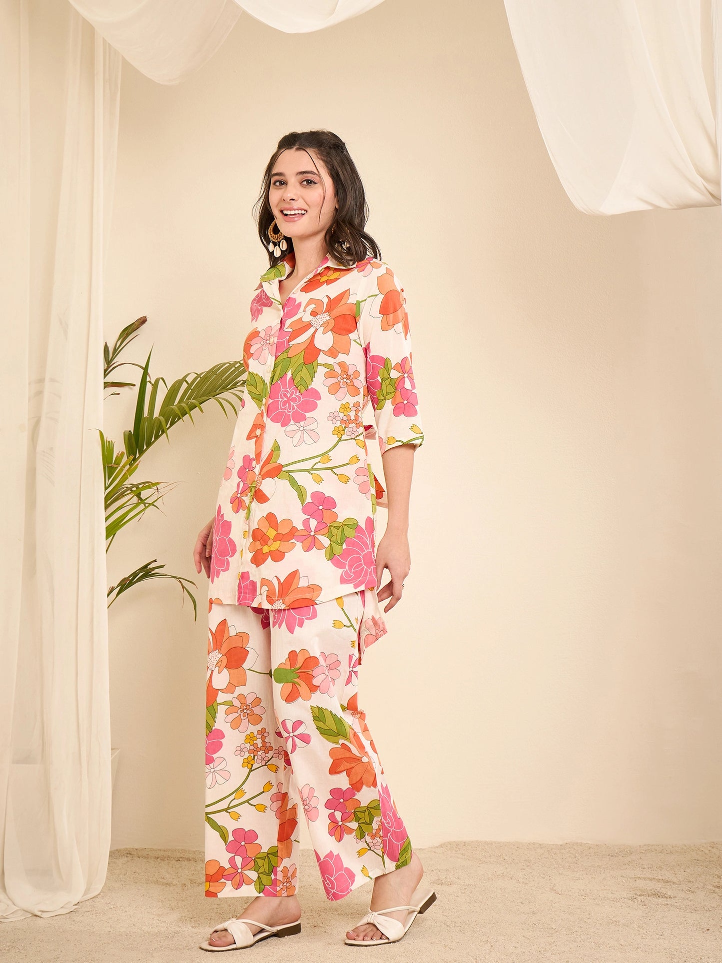 women-cotton-floral-hi-low-co-ord-set